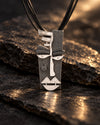 Abstract Geometric Face Pendant Necklace with Multi-Strand Cord