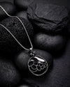 Black Bubble Cutout Oval Pendant Necklace with Silver Chain