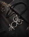 Silver Owl Pendant Necklace with Crystal Eyes on Adjustable Cord