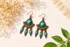 Turquoise Tribal Crescent Earrings