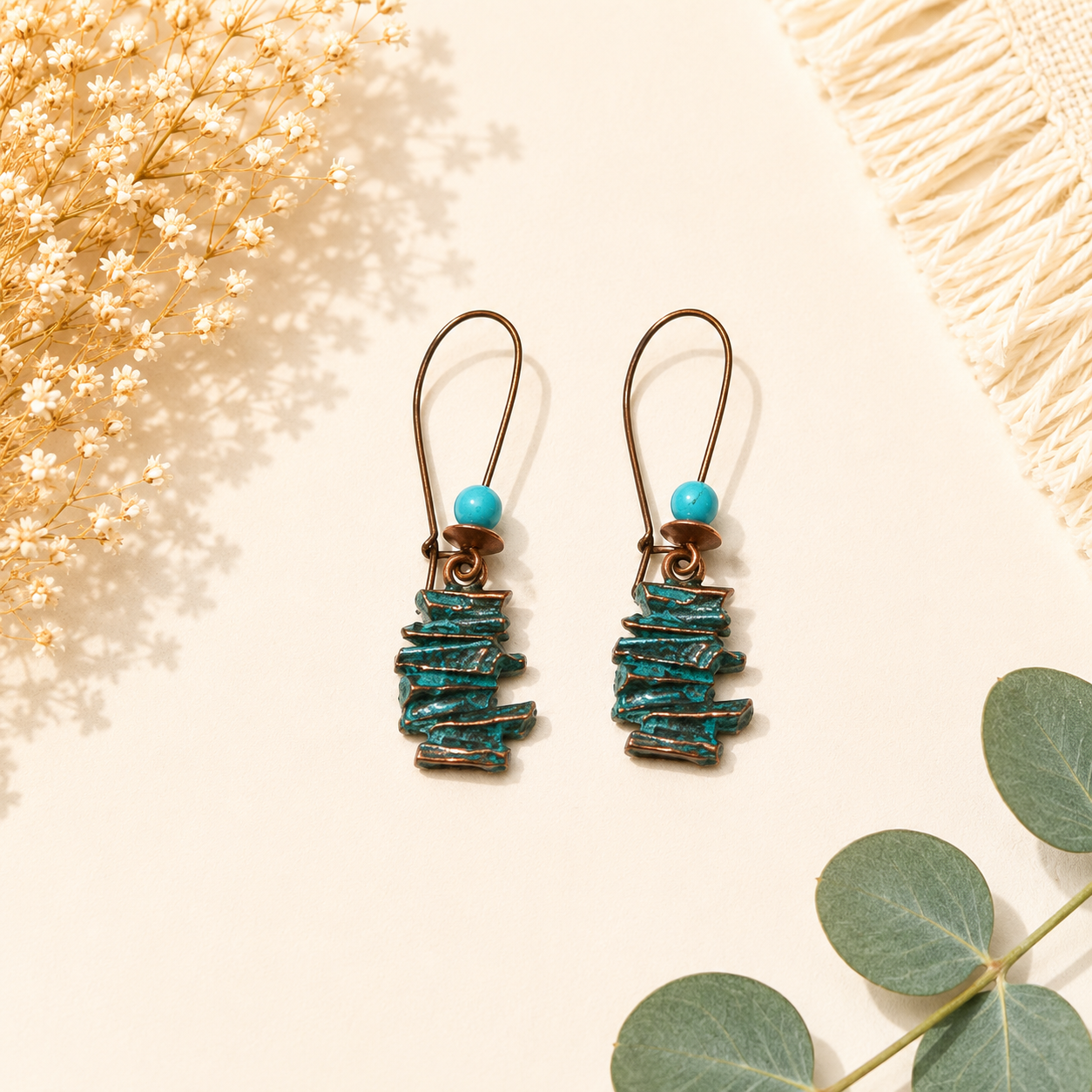 Turquoise Abstract Bar Earrings