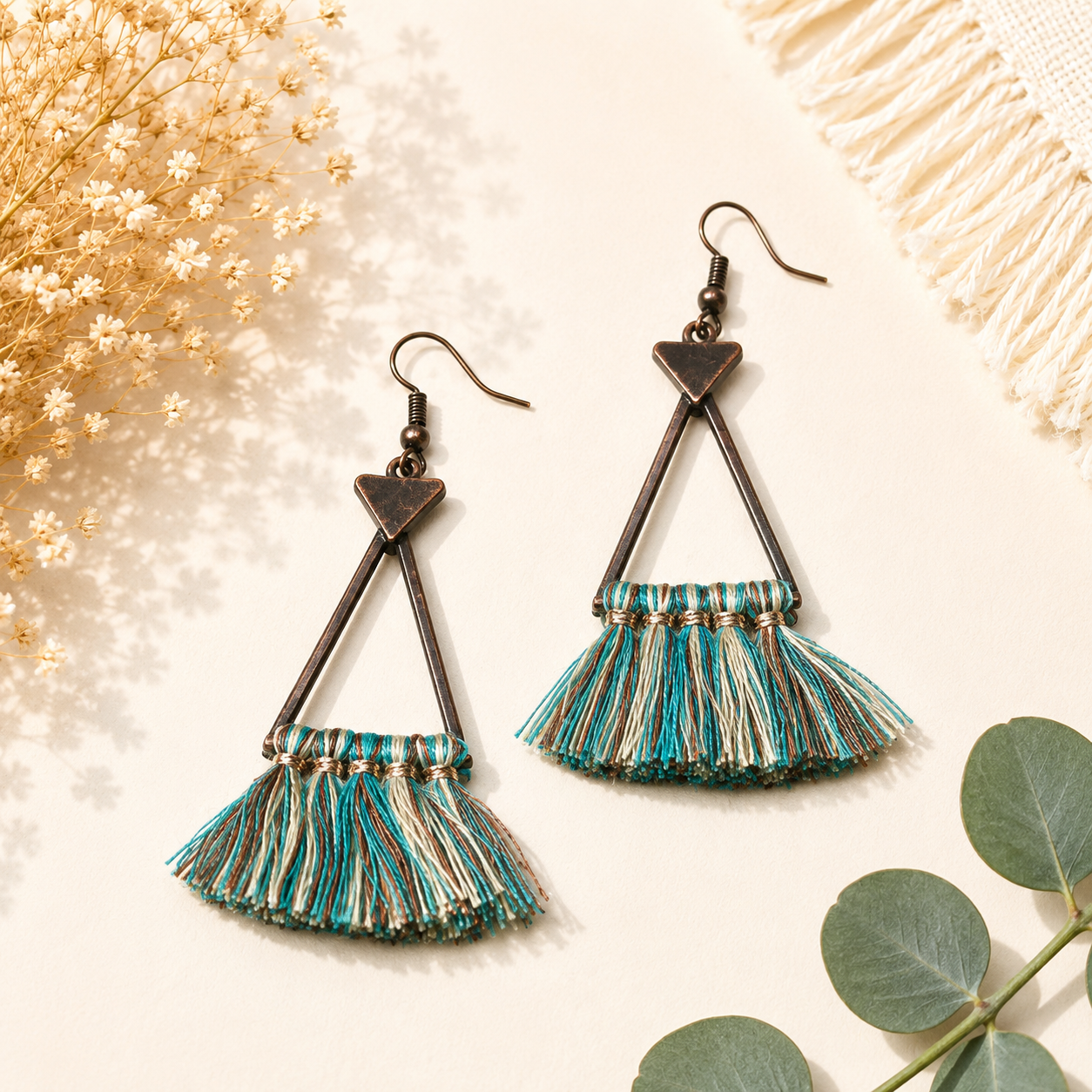 Boho Triangle Tassel Earrings