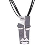 Abstract Geometric Face Pendant Necklace with Multi-Strand Cord