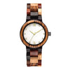 Round Crystal Marker White Dial Watch with Multicolor Mixed Wood Bracelet