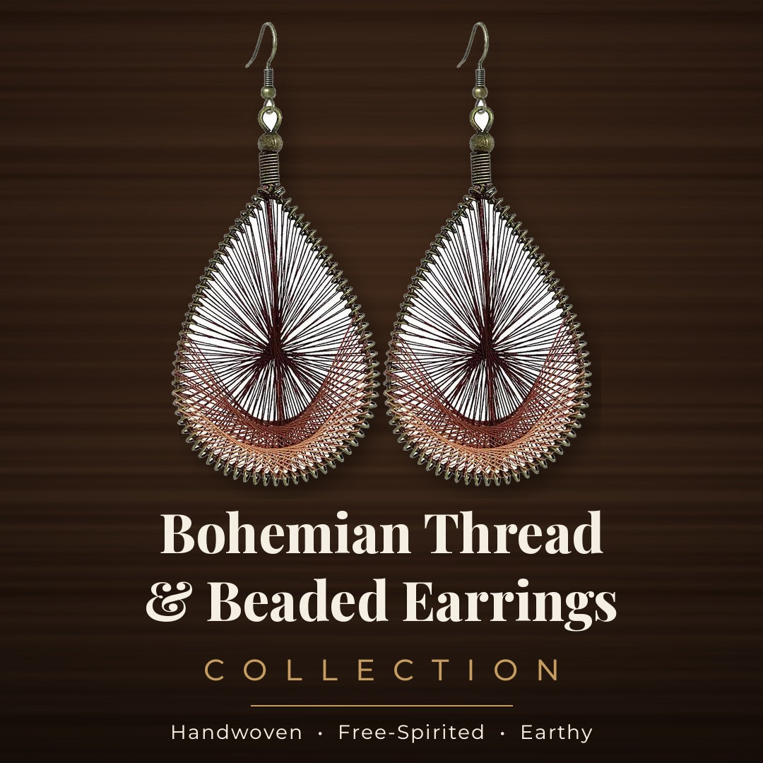 Bohemian Thread & Beaded Earrings