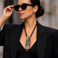 Abstract Geometric Face Pendant Necklace with Multi-Strand Cord