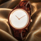 Minimalist White Dial Red Sandalwood Watch with Rose Gold Bezel