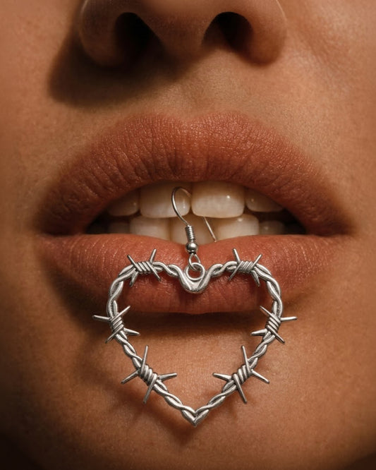 Barbed Wire Heart Statement Earrings
