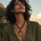 Silver Lotus Flower Teardrop Rosewood Pendant Necklace with Dragonfly Carving