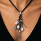 Crystal Teardrop & Pearl Tassel Pendant Necklace with Leaf Charms