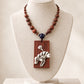 Silver Lotus Leaf & Seed Pod Rectangular Rosewood Pendant Necklace