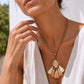 Bronze Hoop Zigzag Chevron Rhombus Necklace with Beige & Tan Tassels