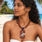 Silver Lotus Leaf & Seed Pod Rectangular Rosewood Pendant Necklace