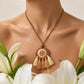 Mandala Print Copper Disc on Wood Pendant Necklace with Tassel Fringe