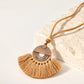 Copper Spiral Half-Circle Pendant Necklace with Camel Tassel Fan
