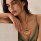 Copper Spiral Half-Circle Pendant Necklace with Camel Tassel Fan