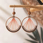 Blush Pink Thread Fan Vintage Copper Circle Earrings