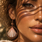 Blush Pink Thread Fan Vintage Copper Circle Earrings
