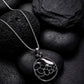 Black Bubble Cutout Oval Pendant Necklace with Silver Chain