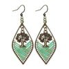 Tree of Life Mint Green Thread Woven Vintage Bronze Earrings