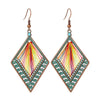 Rainbow Thread Turquoise Patina Rhombus Boho Earrings