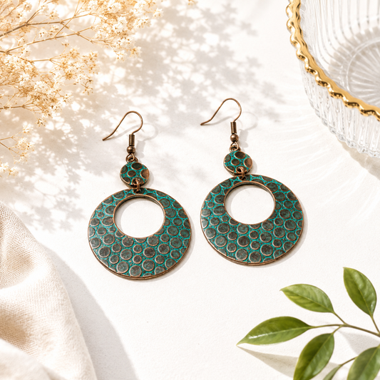 Patina Dotted Hoop Earrings