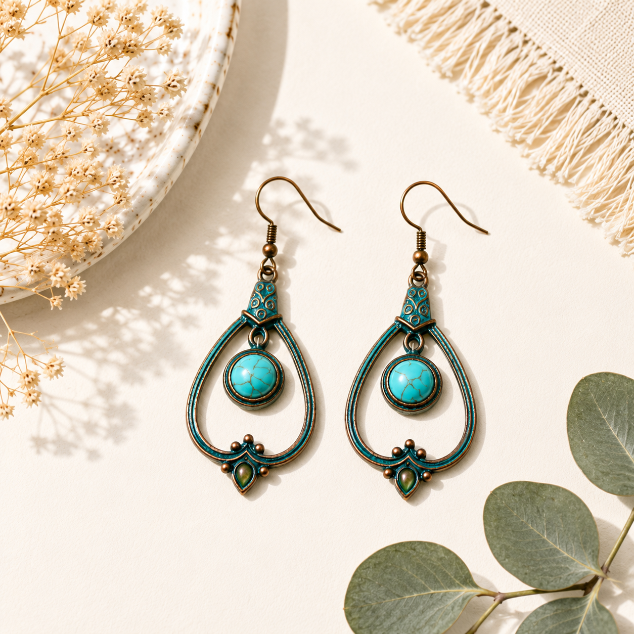 Turquoise Teardrop Chandelier Earrings