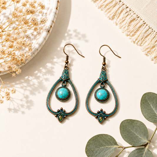 Turquoise Teardrop Chandelier Earrings
