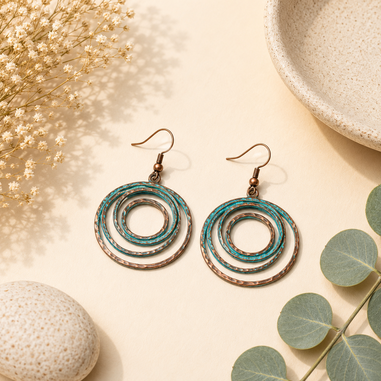 Turquoise Concentric Hoop Earrings