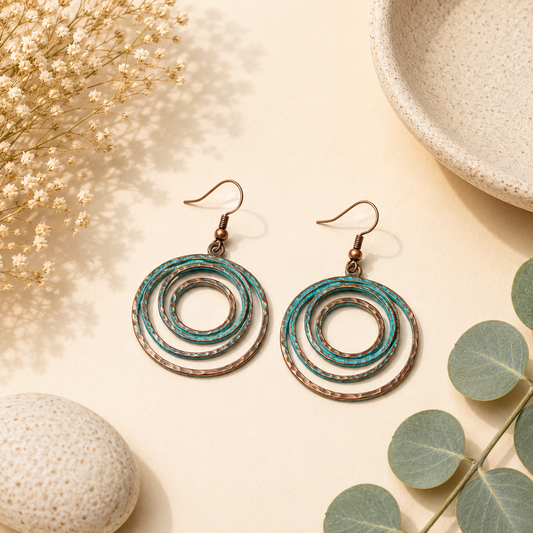 Turquoise Concentric Hoop Earrings