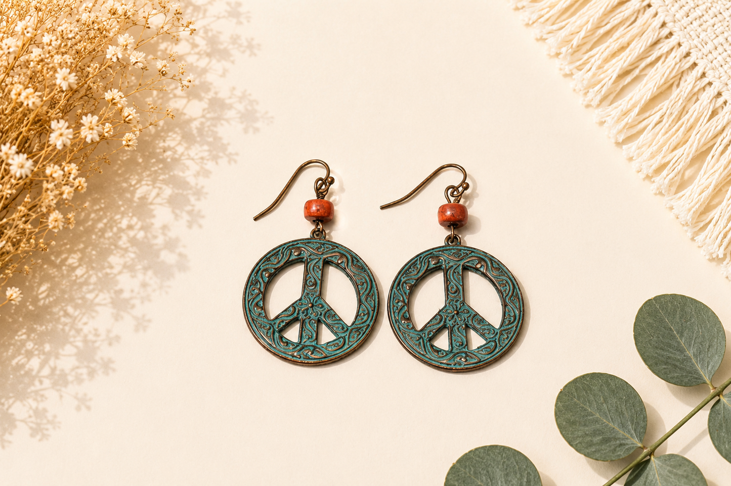 Turquoise Peace Sign Earrings