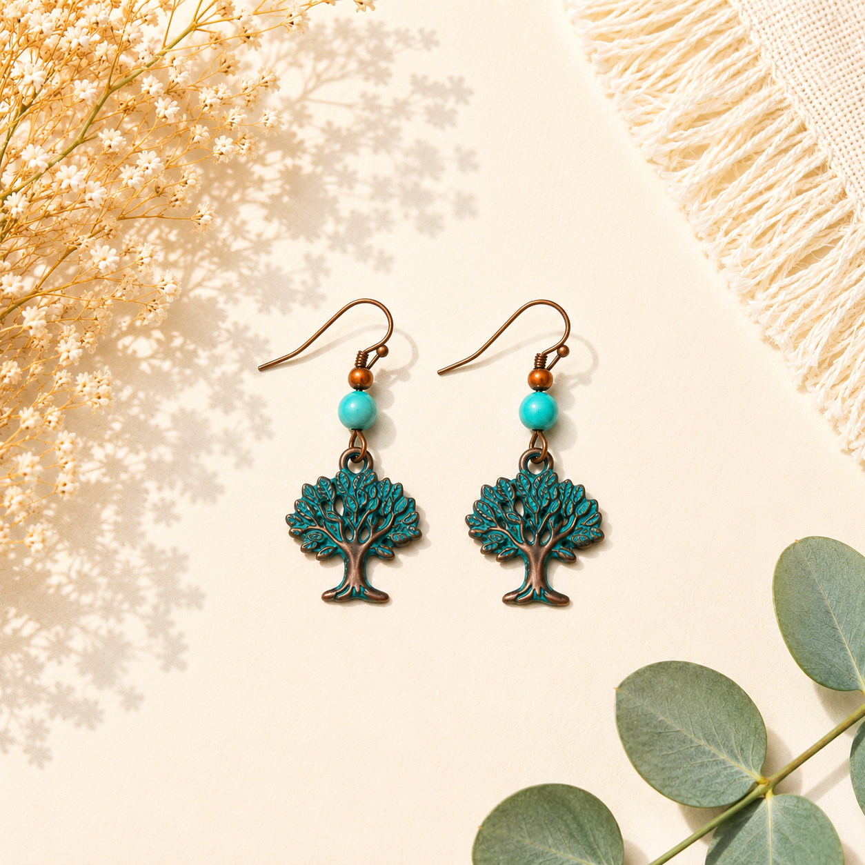 Turquoise Tree of Life Earrings