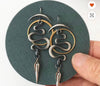 Oxidized Silver Snake Dangle Earrings with Gold Hoop & Spike Drop
