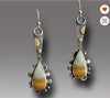 Mixed Metal Artisan Earrings with Landscape Agate Teardrop & Granulation Detail