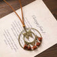 Bronze Butterfly Double Hoop Necklace with Rust Fabric Flower Tassels