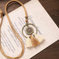 Bronze Hoop Sunflower Medallion Necklace with Cream & Camel Tassels