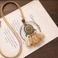 Bronze Hoop Enamel Mandala Charm Necklace with Beige Tassel Cluster