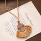 Copper Spiral Half-Circle Pendant Necklace with Camel Tassel Fan