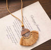 Copper Spiral Half-Circle Pendant Necklace with Camel Tassel Fan